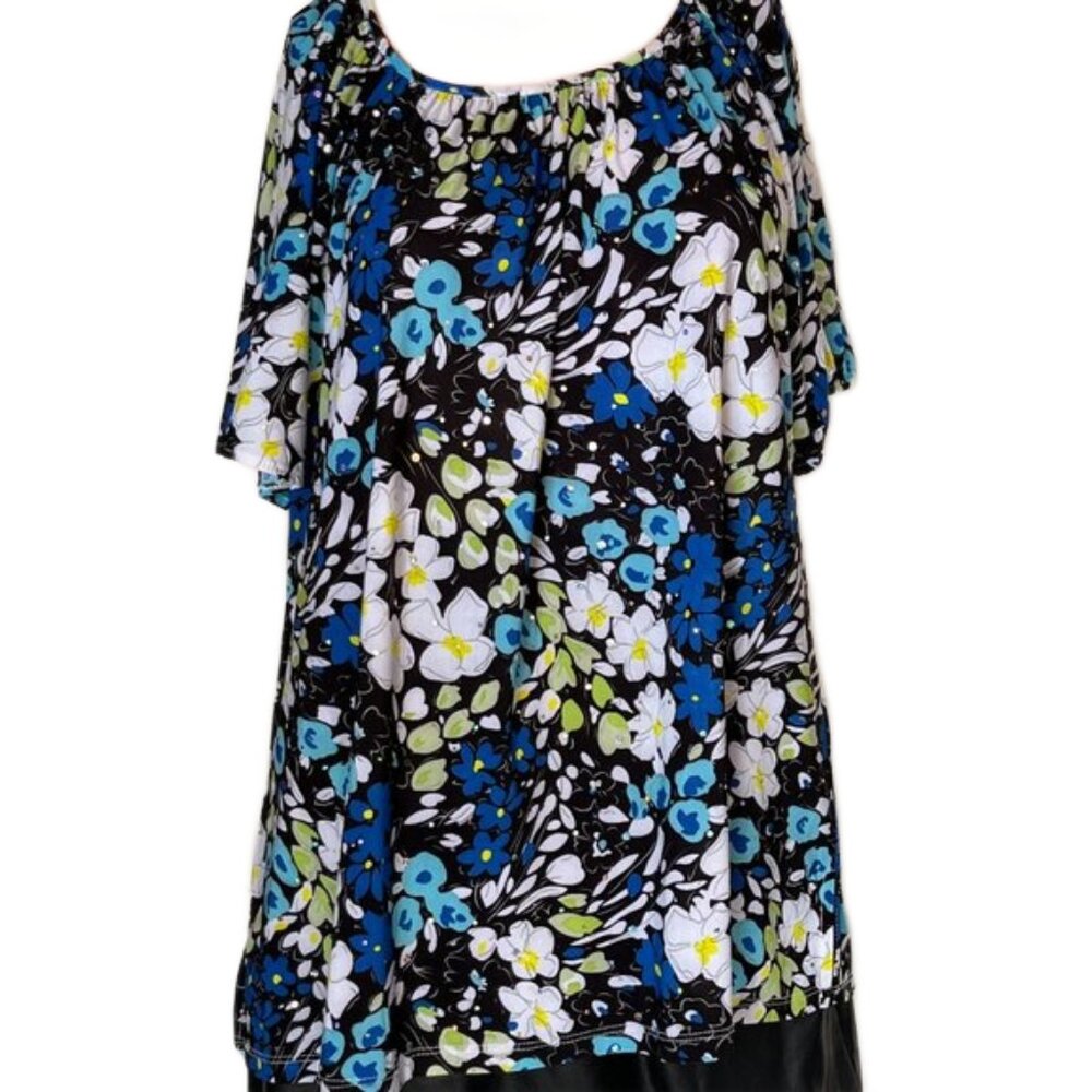 Rebecca Malone Short Sleeve Pull Over Shirt   Size XL  Sparkly